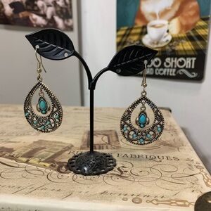 All Girl Glow Blue Filigree Drop Earrings
